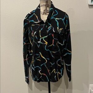 Sara Studio Artsy Colorful Patterned Button-Up Jacket XL